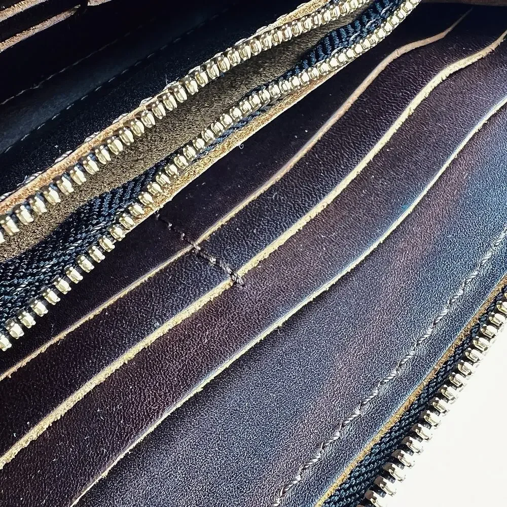 Portland Leather Goods Accordion Zip Wallet Full Grain In Grizzly MSRP $118 NWOT